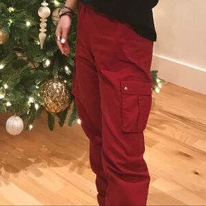 PrettyLittleThing Dark Red Cargo Pants